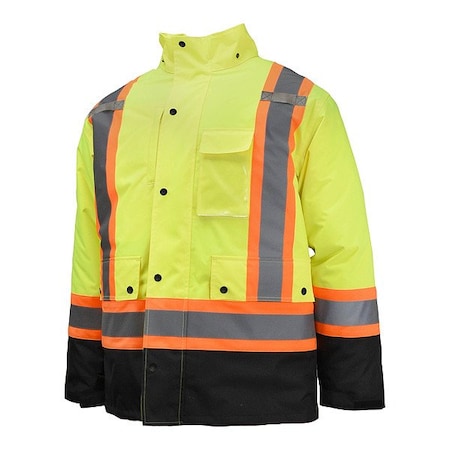 Hi-Vis Reversible Bomber Jacket, Ripstop Polyester, Class Type R Class 3 Hi-Vis Green / Black, XL MPN:SJ610B-3ZGS-XL