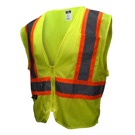 Hi-Vis Economy Vest w/Two-Tone Trim 3XL Class 2, Zipper Closure 2 Pockets MPN:SV22-2ZGM-3X