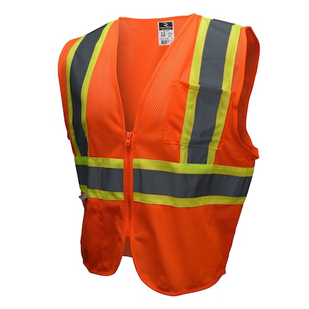 Unisex Safety Vest, Orange, L, 100% Polyester Mesh, Zipper Closure, Hi-Vis Orange, L MPN:SV22-2ZOM-L
