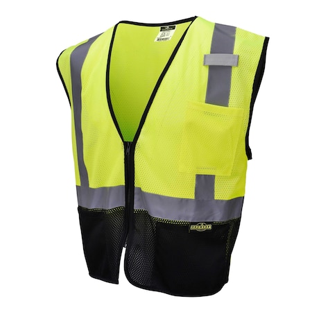 Two-Tone Safety Vest Xl Class 2, Zipper 2 Pockets, 1 Mic Tab MPN:SV3B-2ZGM-XL