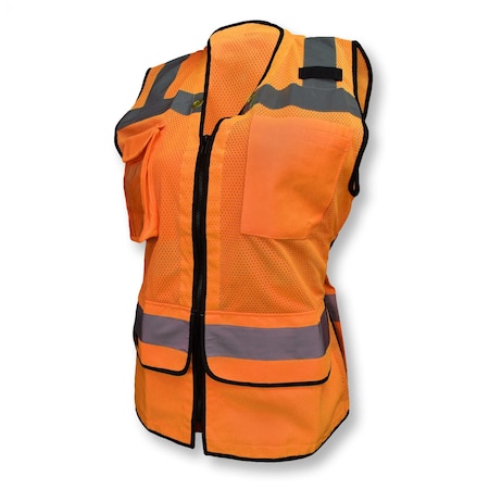 Hi-Vis Ladies Hvy Dty Surv Safety Vest-Org-S MPN:SV59W-2ZOM-S