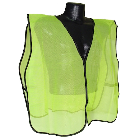 Unisex Hi Viz Lime Green Mesh Safety Vest, 100% Polyester Mesh, Hook & Loop, Hi-Vis Non-ANSI Green MPN:SVG