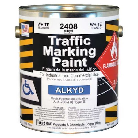 Traffic Zone Marking Paint, 1 gal., White, Alkyd Solvent -Based MPN:2408-01