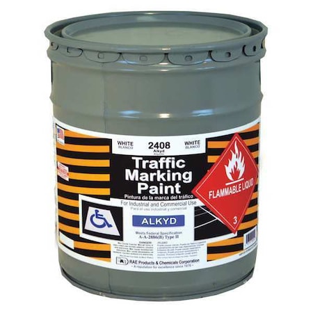 Traffic Zone Marking Paint, 5 gal., White, Alkyd Solvent -Based MPN:2408-05
