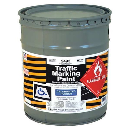 Traffic Zone Marking Paint, 5 Gal., White, Chlorinated Solvent -Based MPN:2493-05