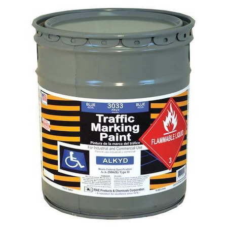 Traffic Zone Marking Paint, 5 Gal., Handicap Blue, Alkyd Solvent -Based MPN:3033-05