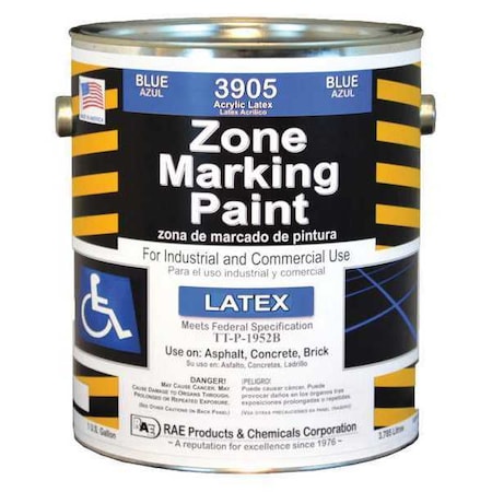 Traffic Zone Marking Paint, 1 gal., Handicap Blue, Latex Acrylic -Based MPN:3905-01