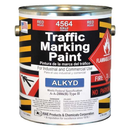 Traffic Zone Marking Paint, 1 gal., Bright Red, Alkyd Solvent -Based MPN:4564-01