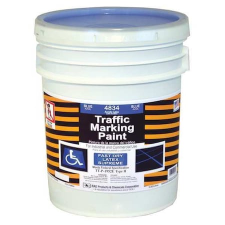 Traffic Zone Marking Paint, 5 gal., Handicap Blue, Latex Acrylic -Based MPN:4834