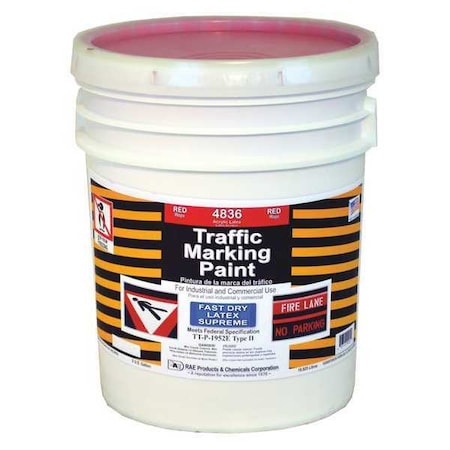 Traffic Zone Marking Paint, 5 gal., Red, Latex Acrylic -Based MPN:4836