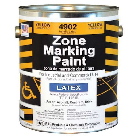 Traffic Zone Marking Paint, 1 gal., Yellow, Latex Acrylic -Based MPN:4902-01