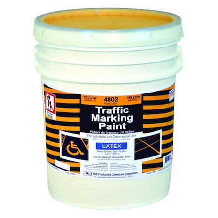 Traffic Zone Marking Paint, 5 gal., Yellow, Latex Acrylic -Based MPN:4902-05