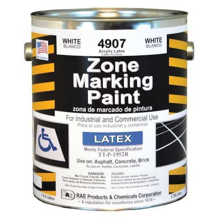 Traffic Zone Marking Paint, 1 gal., White, Latex Acrylic -Based MPN:4907-01