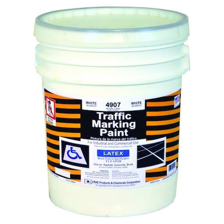 Traffic Zone Marking Paint, 5 gal., White, Latex Acrylic -Based MPN:4907-05