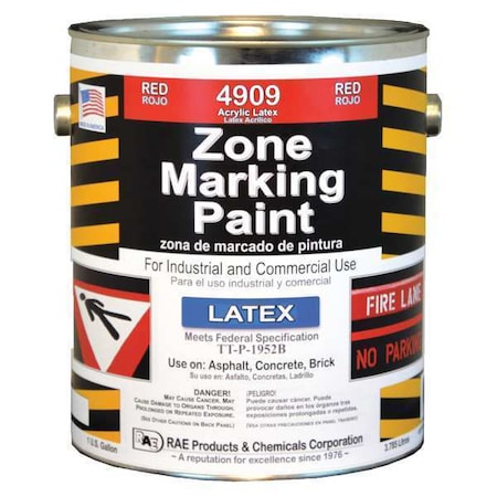 Traffic Zone Marking Paint, 1 gal., Red, Latex Acrylic -Based MPN:4909-01