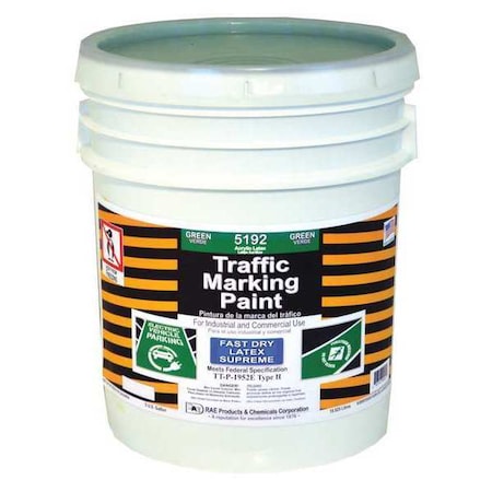 Traffic Zone Marking Paint, 5 Gal., Green, Latex Acrylic -Based MPN:5192