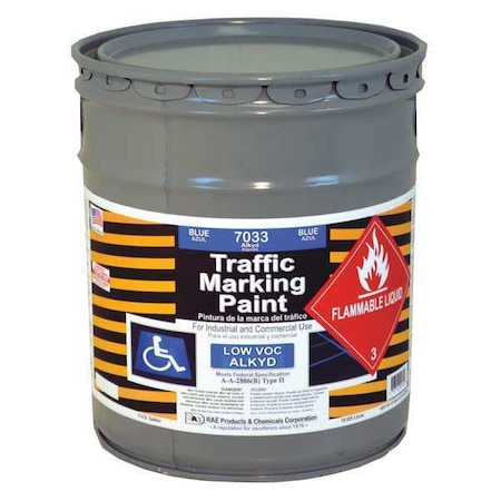 Traffic Zone Marking Paint, 5 Gal., Blue, Alkyd Solvent -Based MPN:7033-05