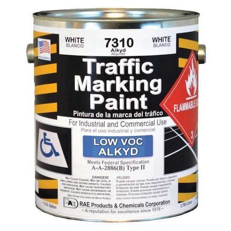 Traffic Zone Marking Paint, 1 gal., White, Alkyd Solvent -Based MPN:7310-01