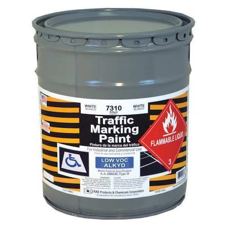 Traffic Zone Marking Paint, 5 Gal., White, Alkyd Solvent -Based MPN:7310-05