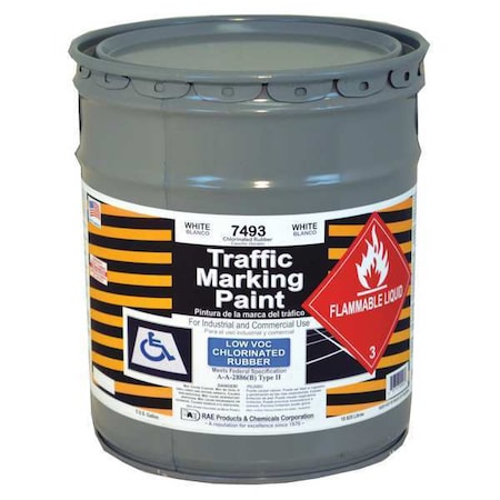 Traffic Zone Marking Paint, 5 Gal., White, Chlorinated Solvent -Based MPN:7493-05