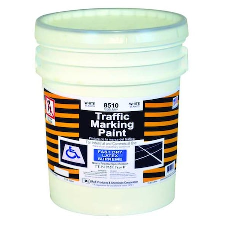 Traffic Zone Marking Paint, 5 gal., White, Latex Acrylic -Based MPN:8510