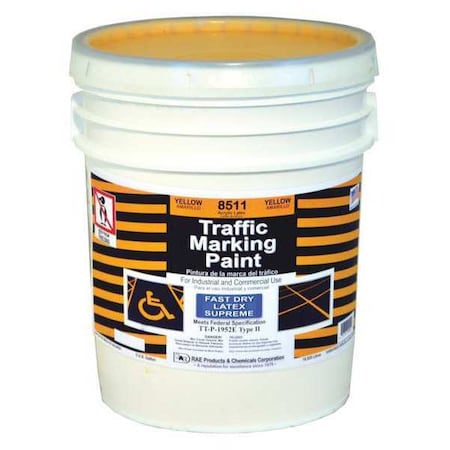 Traffic Zone Marking Paint, 5 gal., Yellow, Latex Acrylic -Based MPN:8511