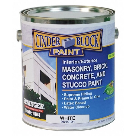 Exterior Paint, Flat, Water Base, White, 1 gal MPN:9610-01