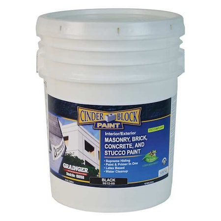 Exterior Paint, Flat, Water Base, Black, 5 gal MPN:9612-05