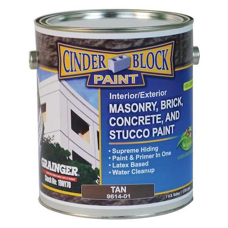 Exterior Paint, Flat, Water Base, Tan, 1 gal MPN:9614-01