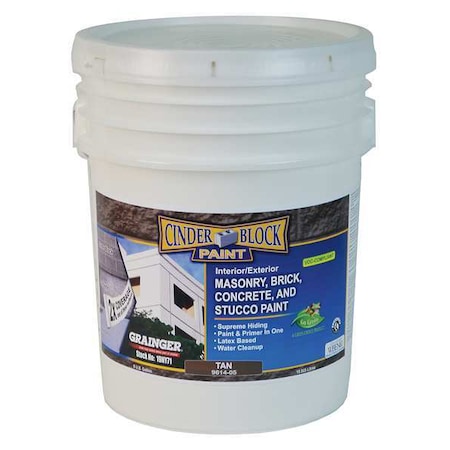 Exterior Paint, Flat, Water Base, Tan, 5 gal MPN:9614-05