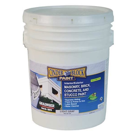 Exterior Paint, Flat, Water Base, Light Gray, 5 gal MPN:9616-05