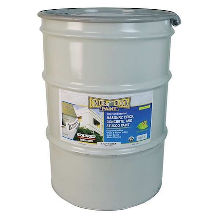 Exterior Paint, Flat, Water Base, Light Gray, 55 gal MPN:9616-55