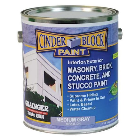 Exterior Paint, Flat, Water Base, Medium Gray, 1 gal MPN:9618-01