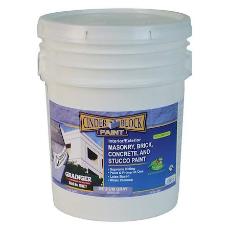 Exterior Paint, Flat, Water Base, Medium Gray, 5 gal MPN:9618-05