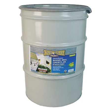 Exterior Paint, Flat, Water Base, Medium Gray, 55 gal MPN:9618-55