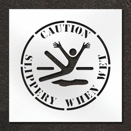 Stencil, Caution Slippery When Wet, STL-108-12403 MPN:STL-108-12403