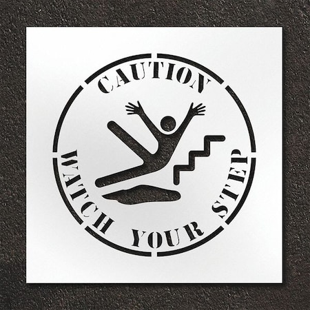 Pavement Stencil, Combination Set, Caution Watch Your Step, 24 in Character Height, Clear, 1 Pieces MPN:STL-108-12404