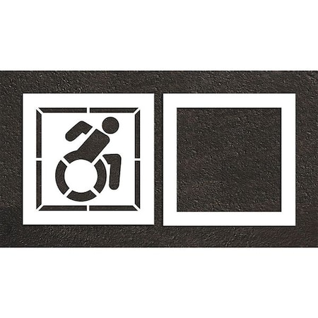 Pavement Stencil, Symbol, Handicap - ADA, 30 in Character Height, Not Applicable Font, White MPN:STL-108-33003
