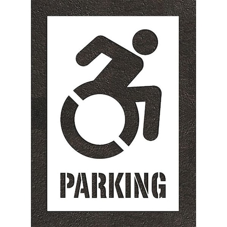 Pavement Stencil, Symbol, Handicap Symbol, 40 in Character Height, Not Applicable Font, White MPN:STL-108-34004