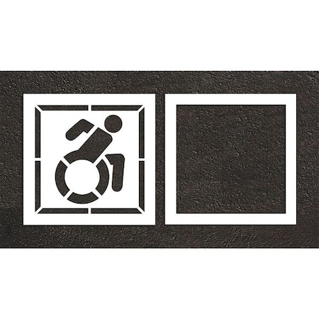 Pavement Stencil, Symbol, Handicap - ADA, 42 in Character Height, Not Applicable Font, White MPN:STL-108-34203