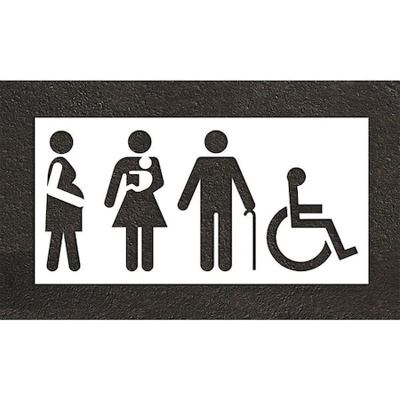 Pavement Stencil, Symbol, Disabled, 42 in Character Height, Not Applicable Font, White, 1 Pieces MPN:STL-108-34208