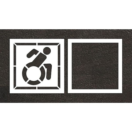 Pavement Stencil, Symbol, Handicap - ADA, 48 in Character Height, Not Applicable Font, White MPN:STL-108-34803