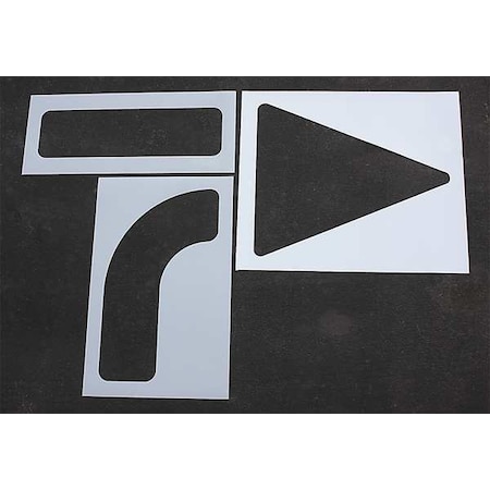Pavement Stencil, Symbol, Arrow, 90 in Character Height, Not Applicable Font, Polyethylene, Clear MPN:STL-108-4090