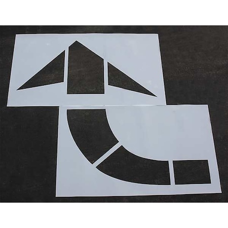 Pavement Stencil, Symbol, MUTCD Curved Arrow, 96 in Character Height, Not Applicable Font, Clear MPN:STL-108-5010