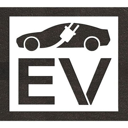 Pavement Stencil, Combination Set, Electric Car Logo, 24 in Character Height, Not Applicable Font MPN:STL-108-52413