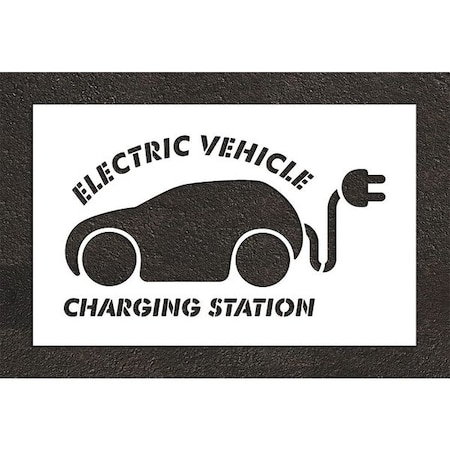 Pavement Stencil, Combination Set, Electric Car Logo, 24 in Character Height, White, 1 Pieces MPN:STL-108-52416