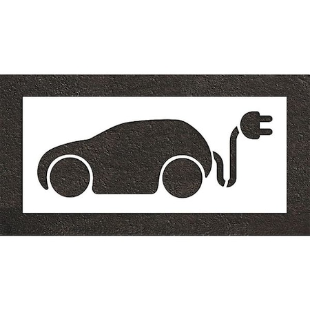 Pavement Stencil, Symbol, Electric Car Logo, 24 in Character Height, Not Applicable Font, White MPN:STL-108-52420