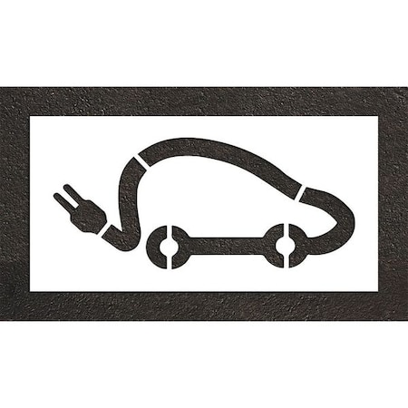 Pavement Stencil, Symbol, Electric Car Logo, 24 in Character Height, Not Applicable Font, White MPN:STL-108-52421
