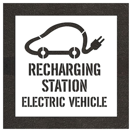 Pavement Stencil, Combination Set, Electric Car Logo, 36 in Character Height, White, 2 Pieces MPN:STL-108-53019