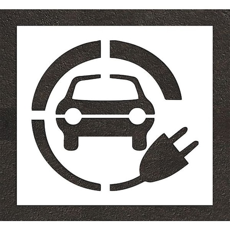 Pavement Stencil, Symbol, Electric Car Logo, 36 in Character Height, Not Applicable Font, White MPN:STL-108-53612